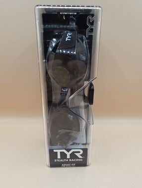 Open Box- TYR Stealth Racing Adult Fit Swim Goggles Black